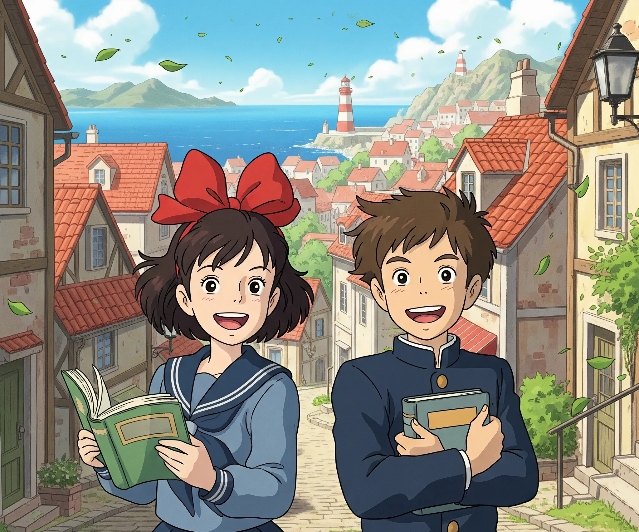 Учні з книгами або комп'ютерами