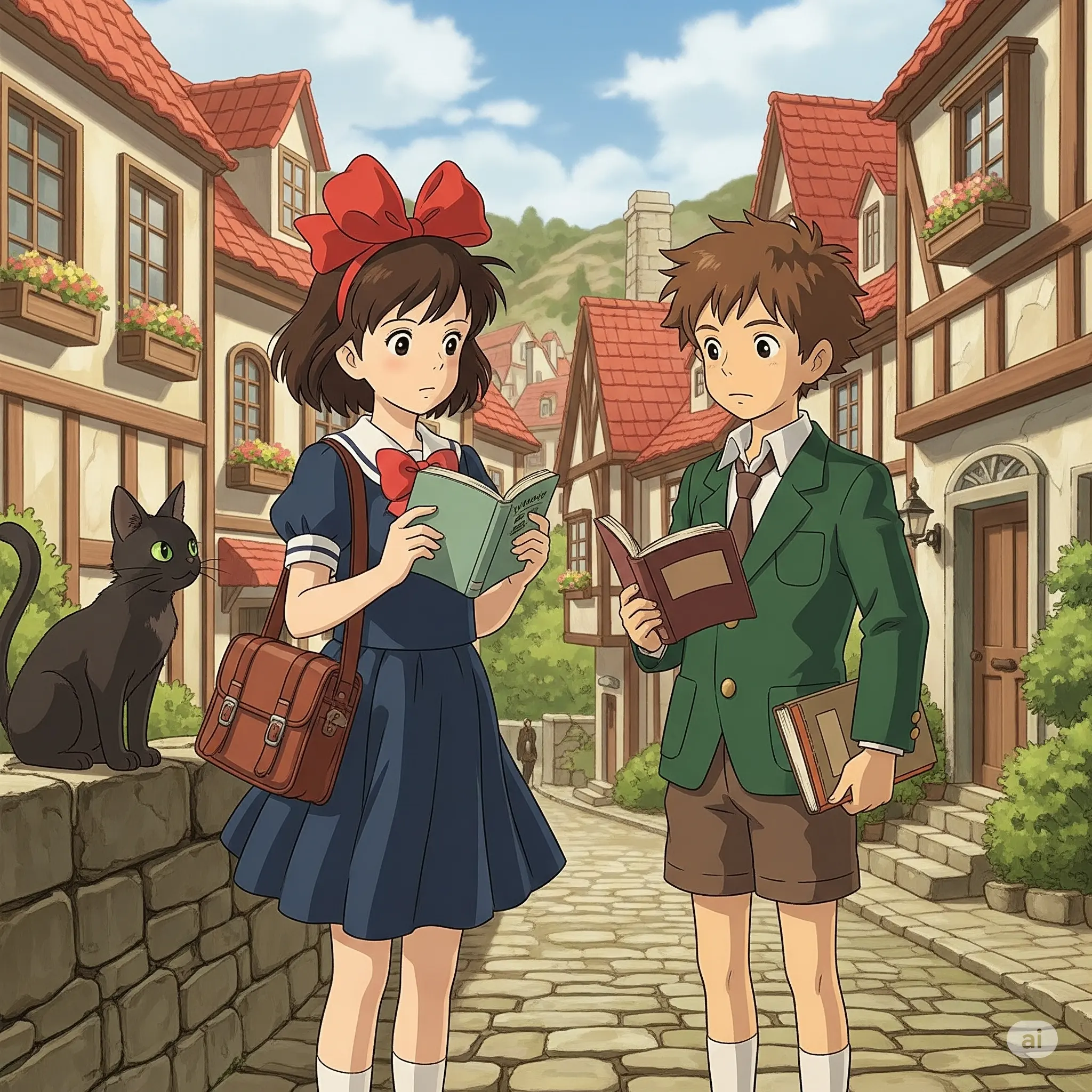 Учні з книгами або комп'ютерами