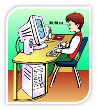 Зображення правильної постави за комп'ютером